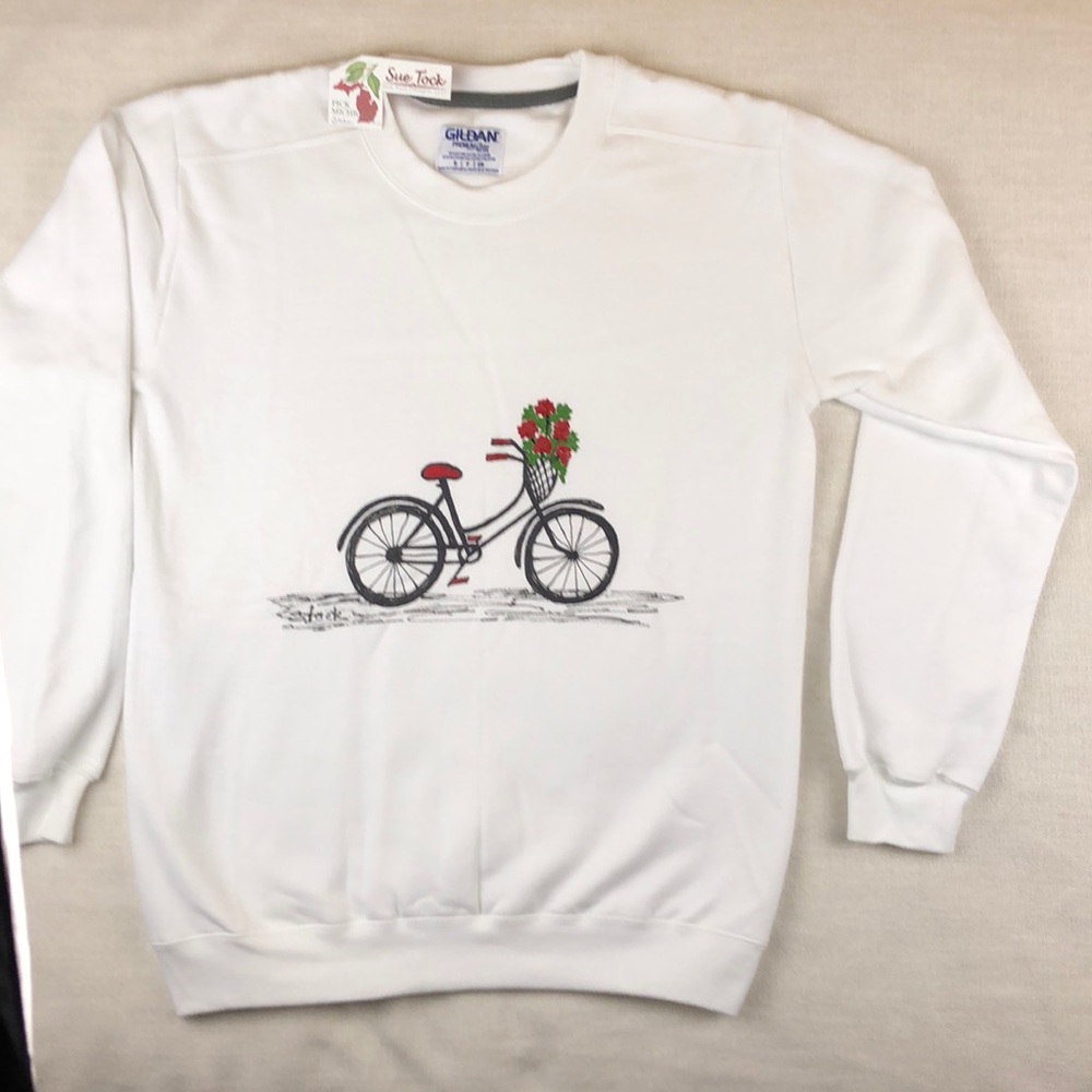 NWT Bicycle Geranium Basket Sweatshirt Ladies Sz S